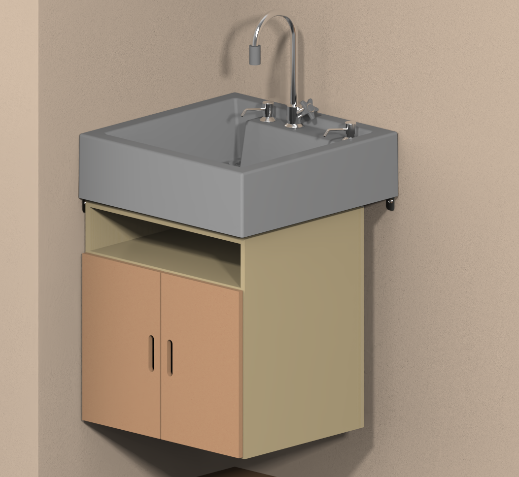 SlimWash instalado como suporte para móvel suspenso